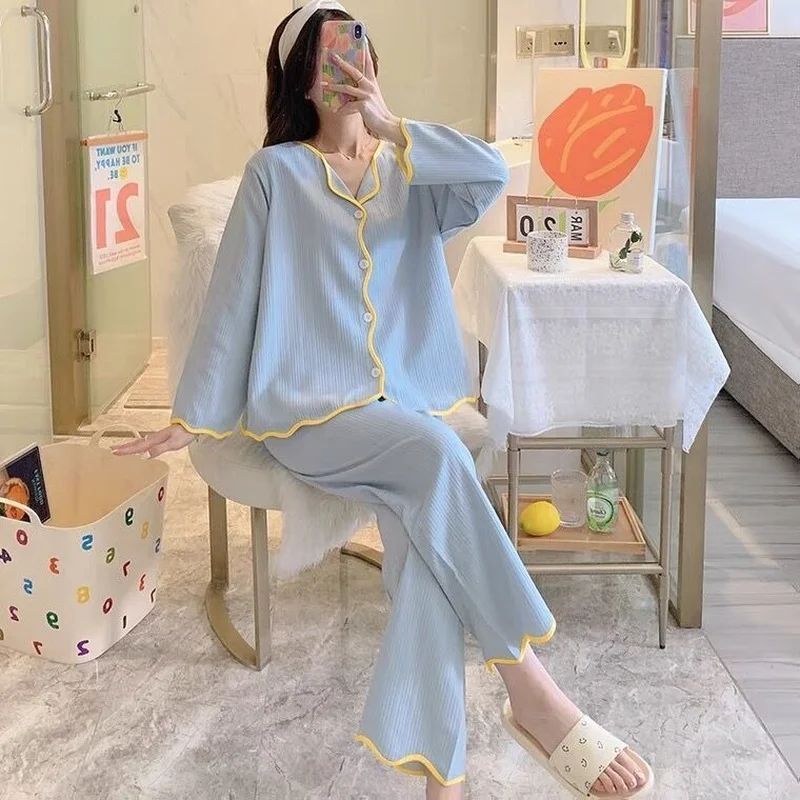 Elegant Pajama Sets Women Simple Single Breasted Ins Hot Sale Homewear Nighty Soft Tender Harajuku Gentle Nightwear Casual E184
Elegant Pajama Sets Women Simple Single Breasted Ins Hot Sale Homewear Nighty Soft Tender Harajuku Gentle Nightwear Casual E184