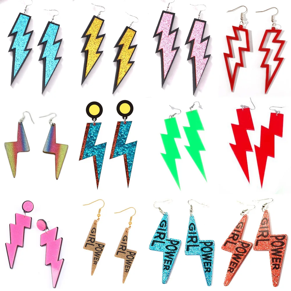 Lightning Acrylic Earrings For Women Punk Glitter Powder Colorful Letter Girl Power Cutout Geometric Earrings Party Gift Jewelry
Lightning Acrylic Earrings For Women Punk Glitter Powder Colorful Letter Girl Power Cutout Geometric Earrings Party Gift Jewelry
