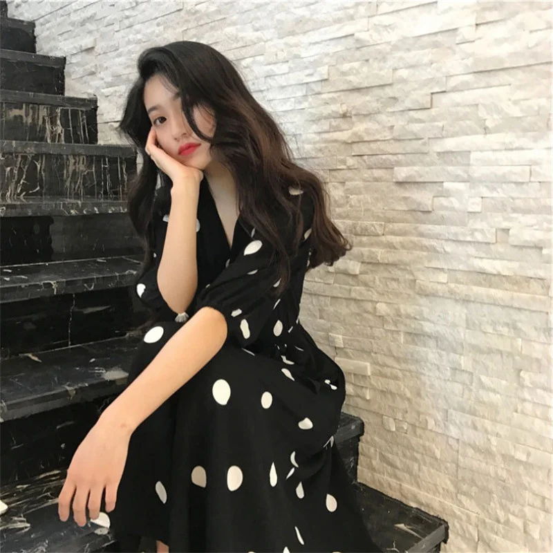 Women's Clothing Spring/Summer New Mid-Length Dress for Plump Girls Age-Reducing Slimming Retro Polka Dot Chif 2023 Large Size 
Women's Clothing Spring/Summer New Mid-Length Dress for Plump Girls Age-Reducing Slimming Retro Polka Dot Chif 2023 Large Size