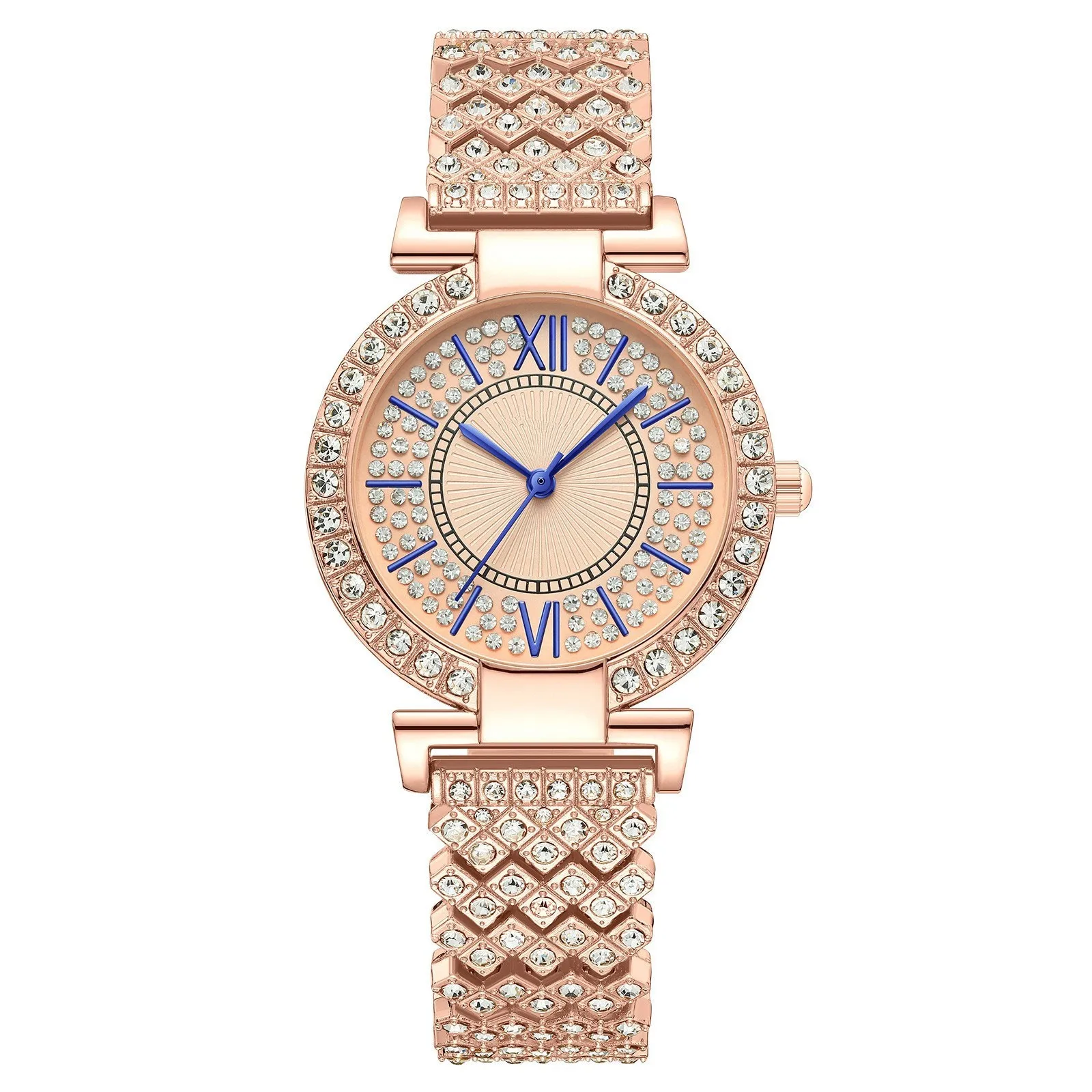 

Женские кварцевые часы с инкрустацией, часы со стальным браслетом и цепочкой, модные деловые кварцевые часы, часы, наручные часы