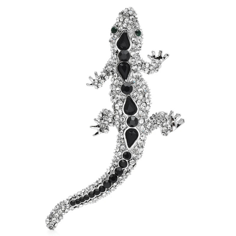 

Wuli&baby Lovey Gecko Brooches For Women Unisex Rhinestone Climbing Lizard Animal Party Casual Brooch Pin Gifts