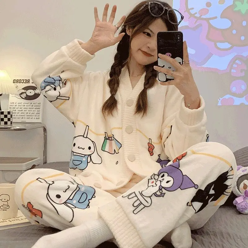Sanrioed Winter Flannel Pajama Suit Kawaii Anime Kuromi My Melody Cute Cartoon Winter Thickened Plush Home Clothes Girl Gift
Sanrioed Winter Flannel Pajama Suit Kawaii Anime Kuromi My Melody Cute Cartoon Winter Thickened Plush Home Clothes Girl Gift
