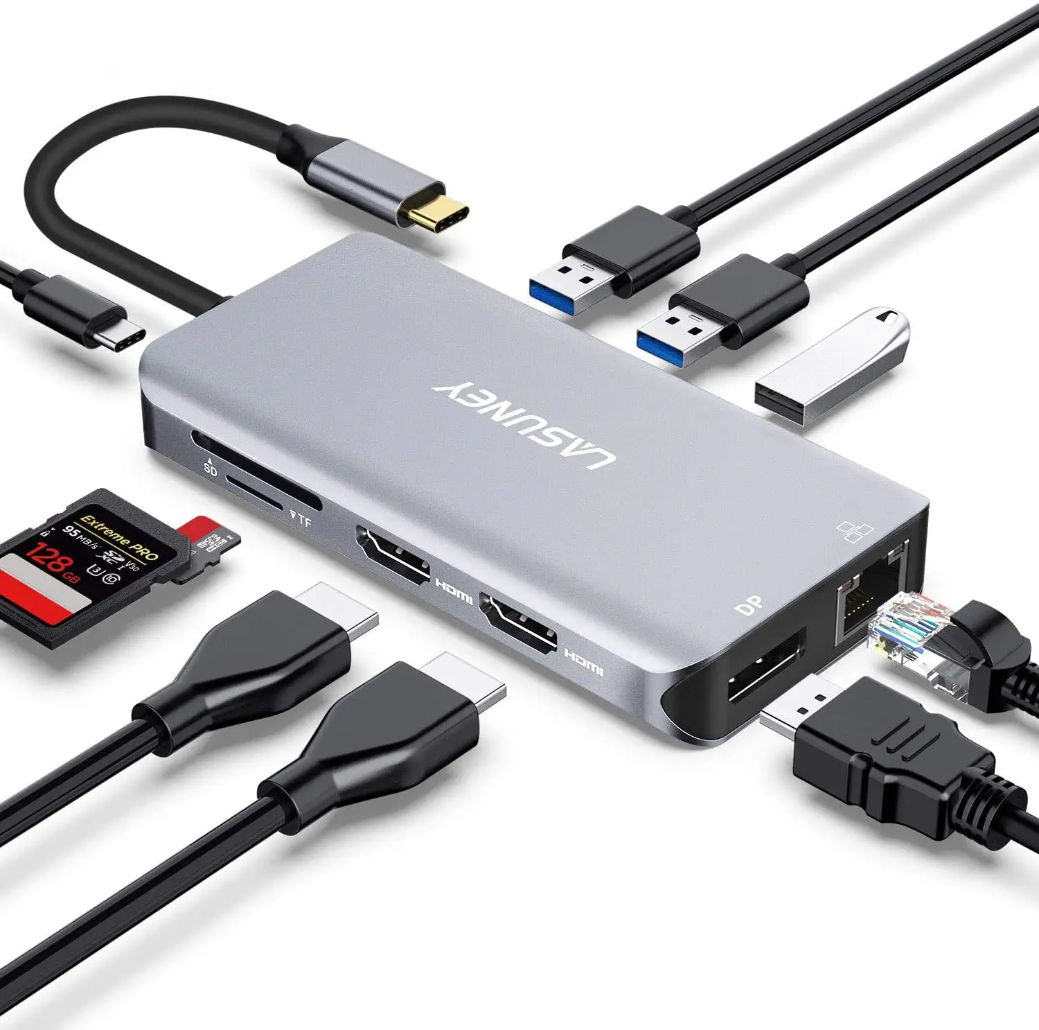 Lasuney, тройной дисплей, рандомный до 2 HDMI, порт дисплея, PD3.0, Ethernet, 3 USB-порта, SD/TF, многопортовый адаптер
Lasuney, тройной дисплей, рандомный до 2 HDMI, порт дисплея, PD3.0, Ethernet, 3 USB-порта, SD/TF, многопортовый адаптер