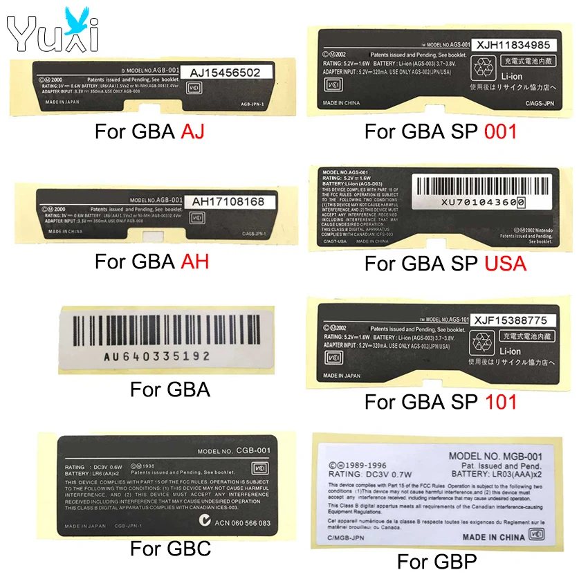 YuXi 1pc New Lables Stickers Replacement For Gameboy Color Advance GBA SP 001 101 for GBC GBP Game Console Shell Back Tag
YuXi 1pc New Lables Stickers Replacement For Gameboy Color Advance GBA SP 001 101 for GBC GBP Game Console Shell Back Tag