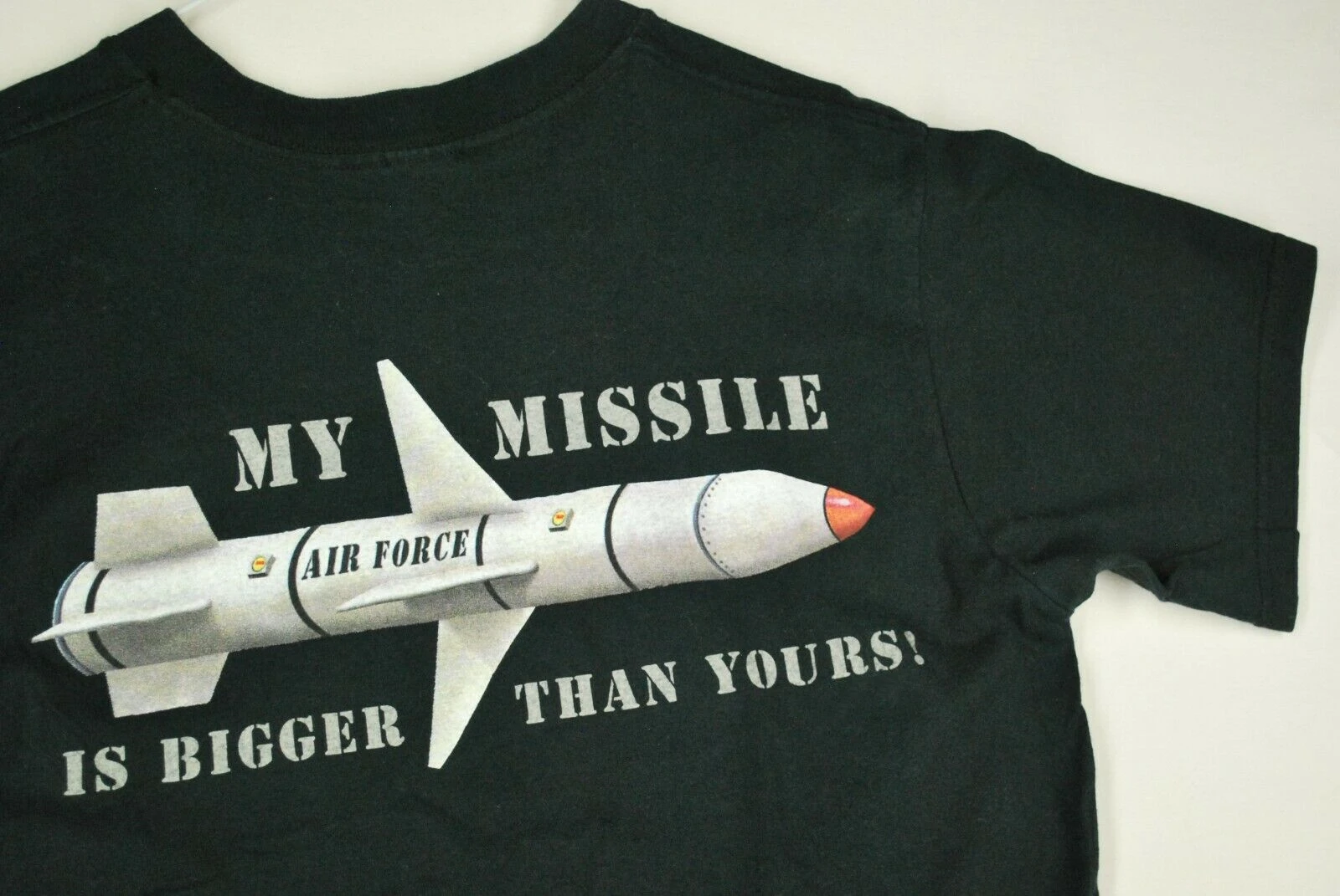 2 Sides My Missile Is Bigger Than Yours Funny Military TShirt Air Force Men's 100% Cotton Casual T-shirts Loose Top Size S-3XL
2 Sides My Missile Is Bigger Than Yours Funny Military TShirt Air Force Men's 100% Cotton Casual T-shirts Loose Top Size S-3XL