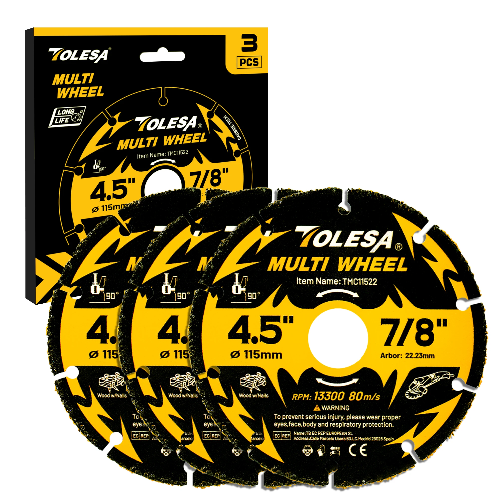 TOLESA 3 шт. твердосплавный отрезной диск 3/4,5 дюйма отрезные круги угловая шлифовальная машина отрезной круг для дерева, дерева с гвоздями, пластик
TOLESA 3 шт. твердосплавный отрезной диск 3/4,5 дюйма отрезные круги угловая шлифовальная машина отрезной круг для дерева, дерева с гвоздями, пластик