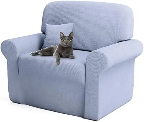 

® Funda para sofá de 1 plaza, color azul bebé, suave y cómoda, con ajuste ideal, 80-120 cm