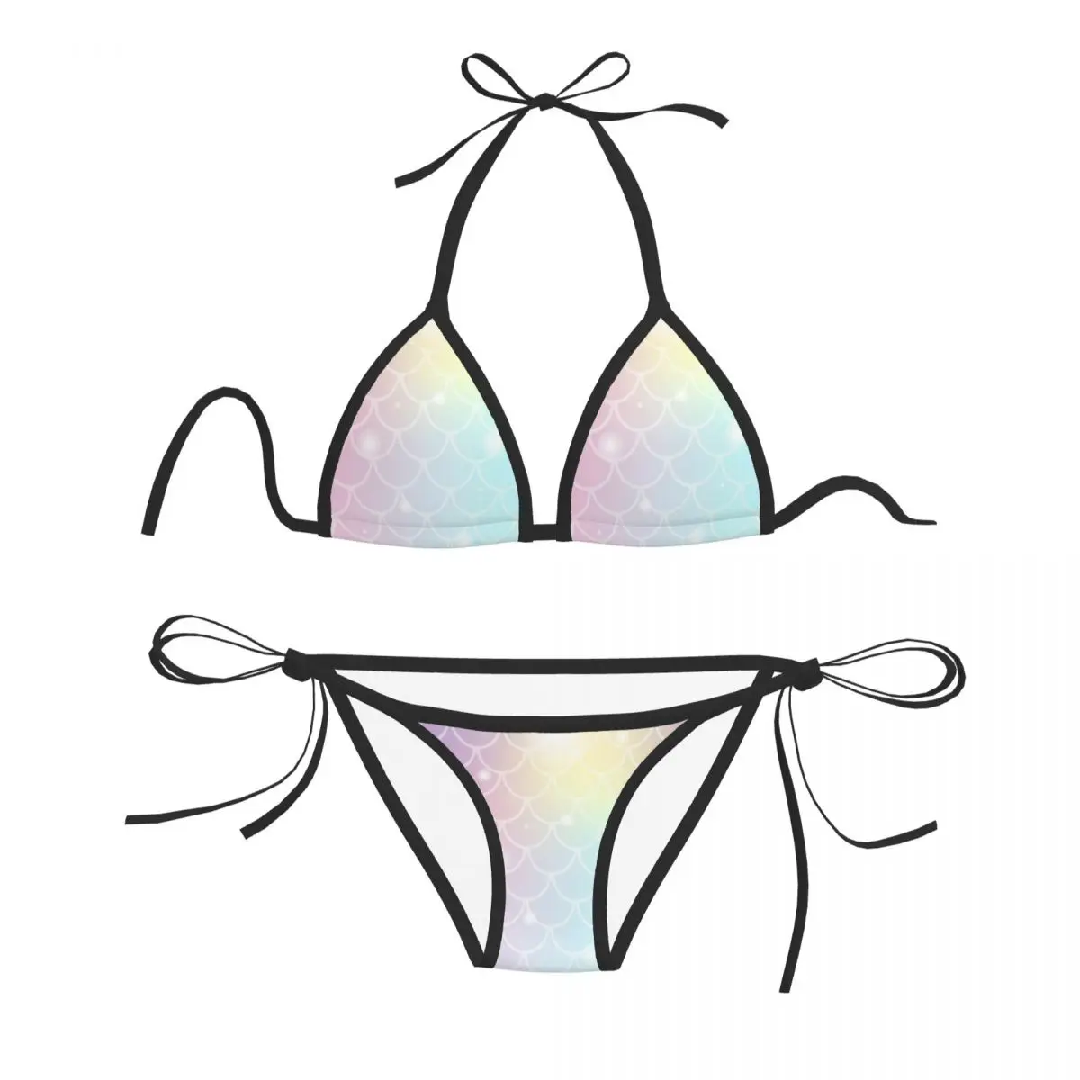 

Sexy Bikini Women Swimsuit Mermaid Scale And Shining Sparcles On Pastel Unicorn Magic Color Bikini Set Swimwear Bathing Suit