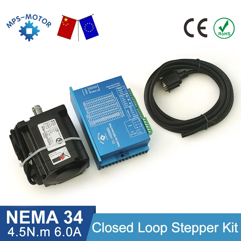 

Nema34 Easy Servo Series 4.5N.m Closed Loop Stepper Motor 6A Shaft 14mm with AC20-80V Hybrid Step-servo Driver for 3D Printer
