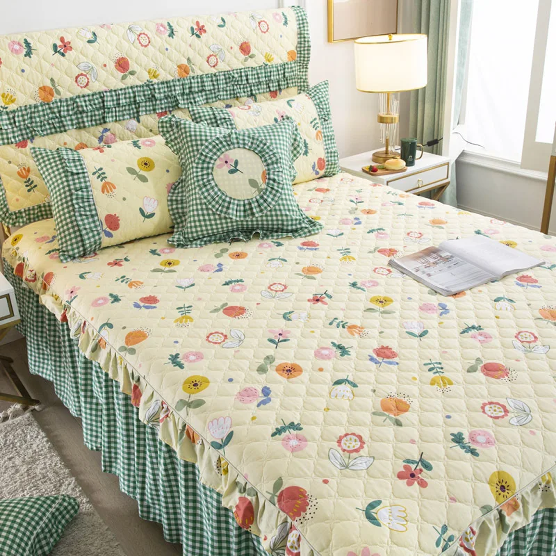 Floral Thick Cotton Bed Skirt Quilted Flowers Printing Thick Non-slip Spread Queen Size Bedspread Bed bedding Drop Pillowcase
Floral Thick Cotton Bed Skirt Quilted Flowers Printing Thick Non-slip Spread Queen Size Bedspread Bed bedding Drop Pillowcase