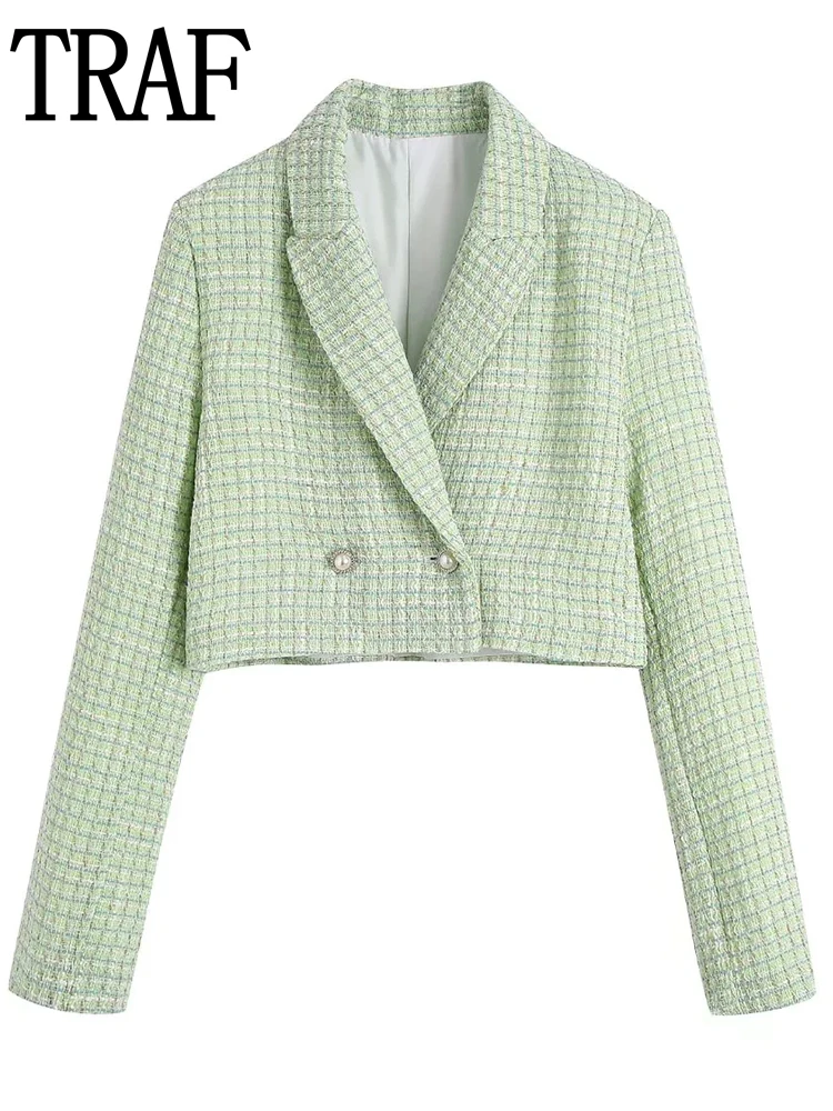 TRAF Green Plaid Blazer Woman 2022 Double Breasted Blazer Women Fashion Long Sleeve Checked Jacket Female Cropped Blazer Outfit
TRAF Green Plaid Blazer Woman 2022 Double Breasted Blazer Women Fashion Long Sleeve Checked Jacket Female Cropped Blazer Outfit
