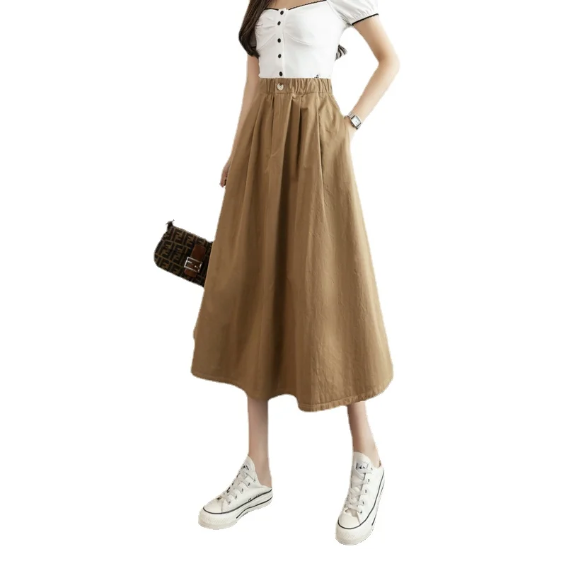 Women's Summer Skirt Solid Color Button High Waist Korean Fashion Female Clothing Cotton Nylon Houthion
Women's Summer Skirt Solid Color Button High Waist Korean Fashion Female Clothing Cotton Nylon Houthion