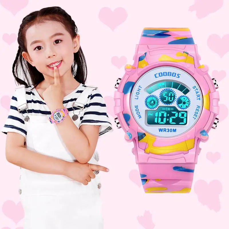 Camouflage Military Kids Sport Watches Waterproof Electronic Wristwatch Stop Watch Clock Children Digital for Boys Girls | Наручные часы