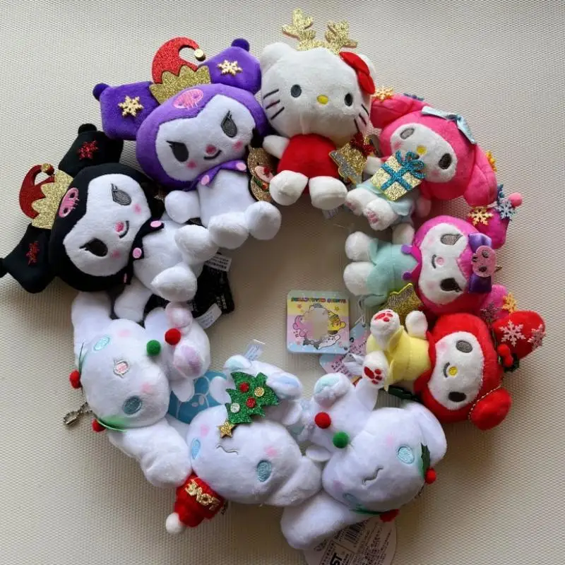 

Kawaii Plush Doll Sanrio Hello Kittys My Melody Kuromi Christmas Series Cute Anime Hug Trees Plushies Stuffed Doll Girls Gift