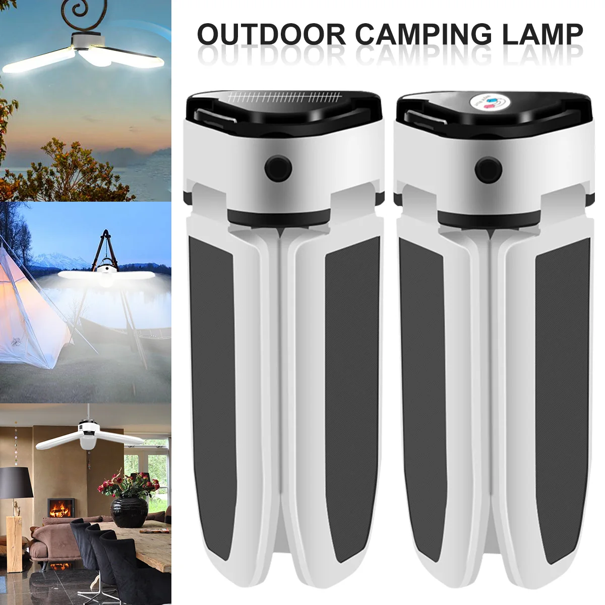 Solar Camping Lantern w/60 LEDs 1000LM Outdoor Trefoil Tent Light 1800mAh USB Rechargeable Emergency Light IP65 Waterproof
Solar Camping Lantern w/60 LEDs 1000LM Outdoor Trefoil Tent Light 1800mAh USB Rechargeable Emergency Light IP65 Waterproof