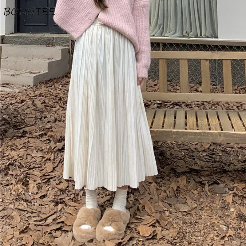 Pleated Skirts Women Autumn High Waist Simple Mid-calf Leisure Temperament Solid All-match Females Korean Style Elegant Loose
Pleated Skirts Women Autumn High Waist Simple Mid-calf Leisure Temperament Solid All-match Females Korean Style Elegant Loose