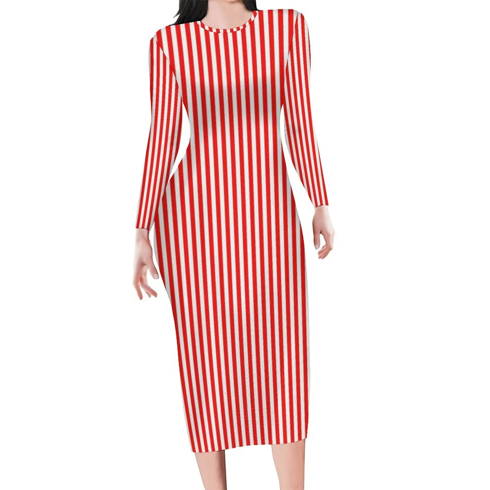 Red And White Striped Dress Long Sleeve Slimming Stripes Print Pretty Dresses Autumn Woman Streetwear Design Bodycon Dress
Red And White Striped Dress Long Sleeve Slimming Stripes Print Pretty Dresses Autumn Woman Streetwear Design Bodycon Dress