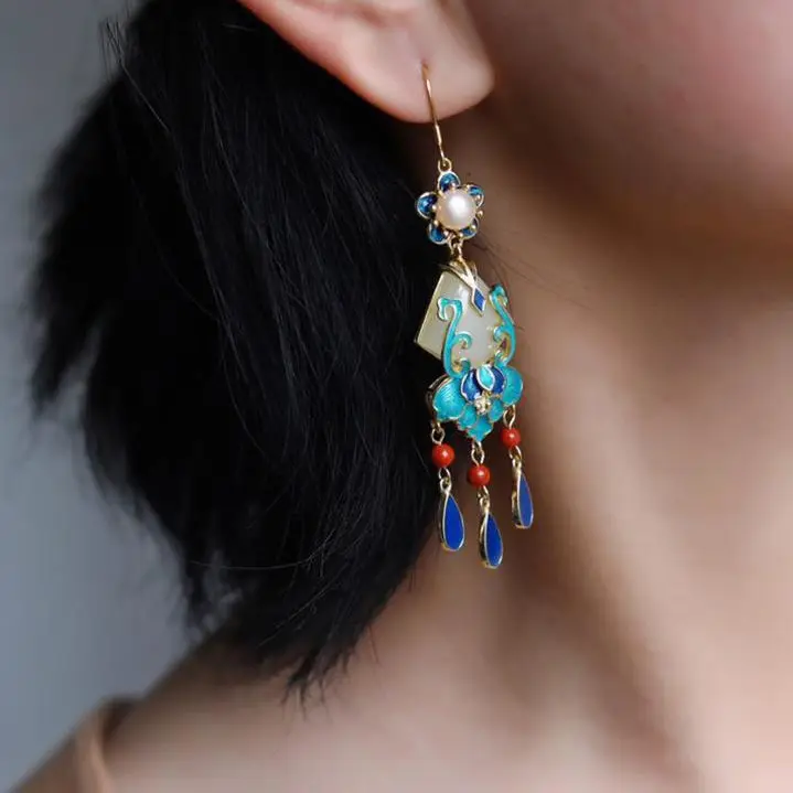 High Quality S925 Silver Gold Plated Jade Earrings For Women Designer Luxury Aesthetic Vintage Ear Studs Crystal Korean Style
High Quality S925 Silver Gold Plated Jade Earrings For Women Designer Luxury Aesthetic Vintage Ear Studs Crystal Korean Style