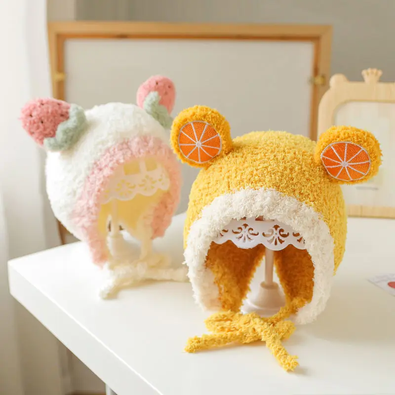 Cute Cartoon Fruit Bear Winter Infant Newborn Hat Baby Boys Girls Korean Thicken Knitted Plush Warm Hat Baby Items
Cute Cartoon Fruit Bear Winter Infant Newborn Hat Baby Boys Girls Korean Thicken Knitted Plush Warm Hat Baby Items