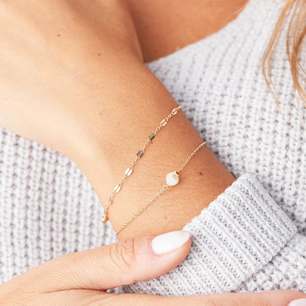 SUNIBI Fashion Bracelet Stainless Steel 14K Gold Plated Thin Link Chain Faux Pearl Pendant Dainty Bracelet for Women Jewelry Gif
SUNIBI Fashion Bracelet Stainless Steel 14K Gold Plated Thin Link Chain Faux Pearl Pendant Dainty Bracelet for Women Jewelry Gif