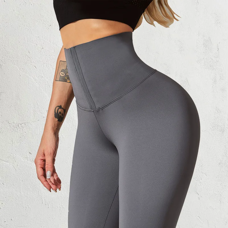 

Ultra-high Waist Breasted Waistband Abdominal Tightening Fitness Pants Women's Hip-Lifting Shaping Sports Tight Yoga Pants