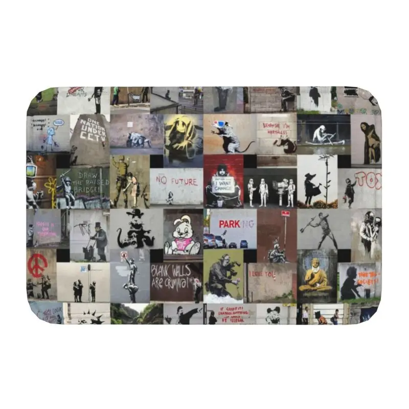 Banksy England Street Art Graffiti Collage Doormat Non-Slip Bathroom Kitchen Mat Living Room Door Floor Entrance Carpet Rug
Banksy England Street Art Graffiti Collage Doormat Non-Slip Bathroom Kitchen Mat Living Room Door Floor Entrance Carpet Rug