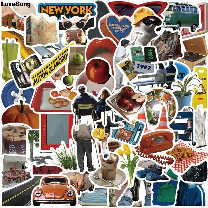 

New 63 Pcs Fashion Retro Graffiti Stickers For Notebook Guitar Laptop Luggage Refrigerator Decor Decals Kids Gift