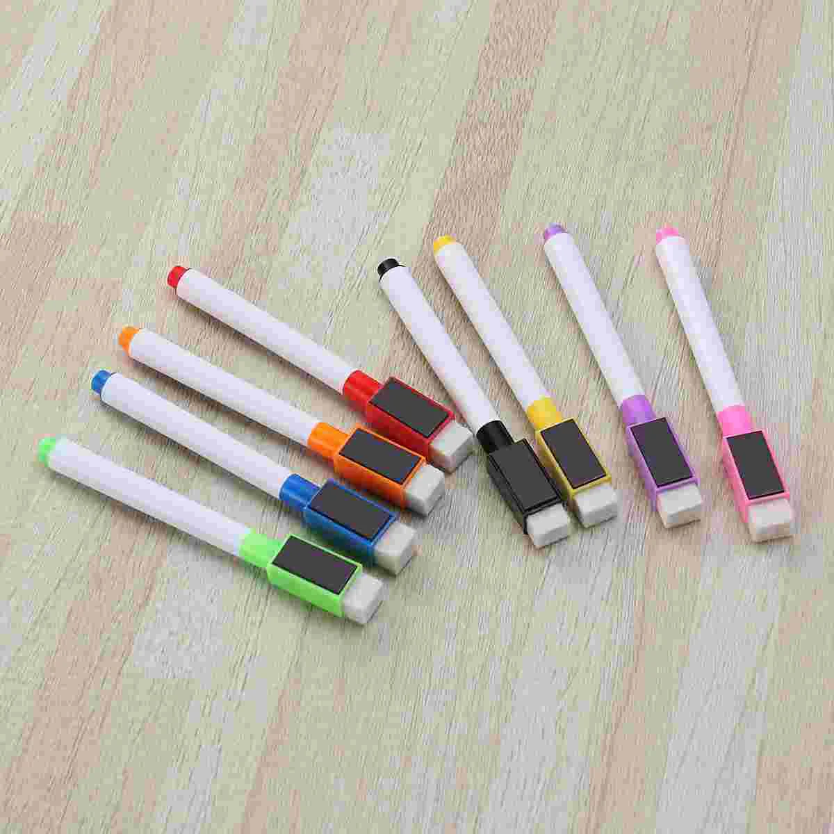 

8 шт. Магнитная цветная ручка для белой доски, черный, белый цвет, встроенный ластик, школьные принадлежности, детская ручка для рисования (розовый,