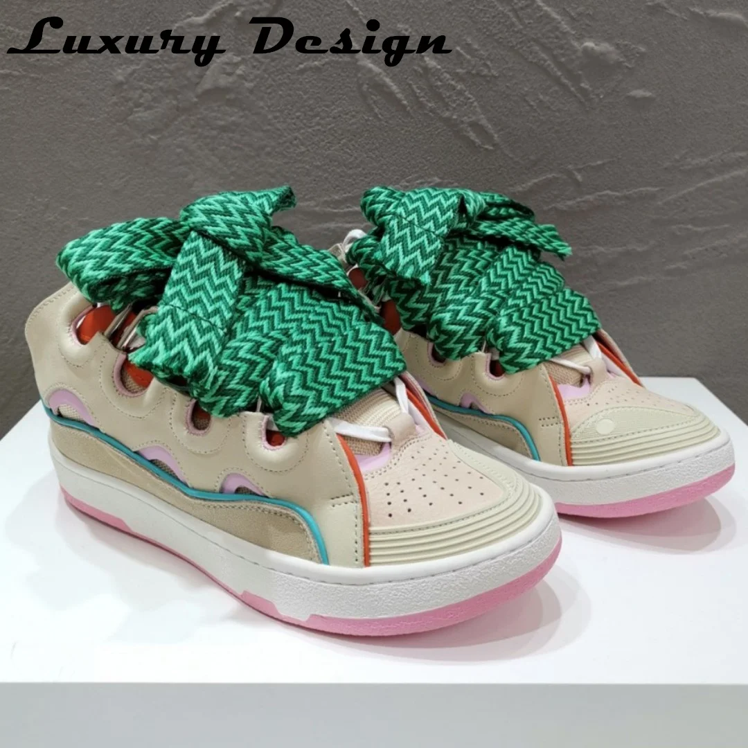 New Designer Sneakers Suede Patchwork Flat Shoes Women Sneakers Lace Up Round Toe Men High Quality Thick Laces Skateboard Shoes
New Designer Sneakers Suede Patchwork Flat Shoes Women Sneakers Lace Up Round Toe Men High Quality Thick Laces Skateboard Shoes
