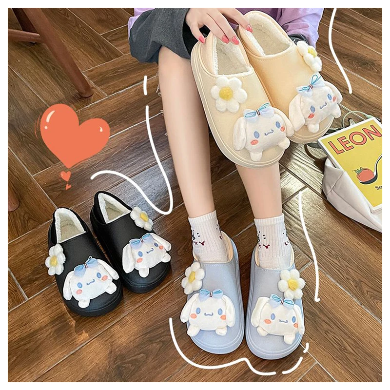 

Kawaii Anime Girls' Dormitory Home Cotton Slippers Cute Cartoon Cinnamoroll Couples Thick Soled Non Slip Cotton Slippers Gifts