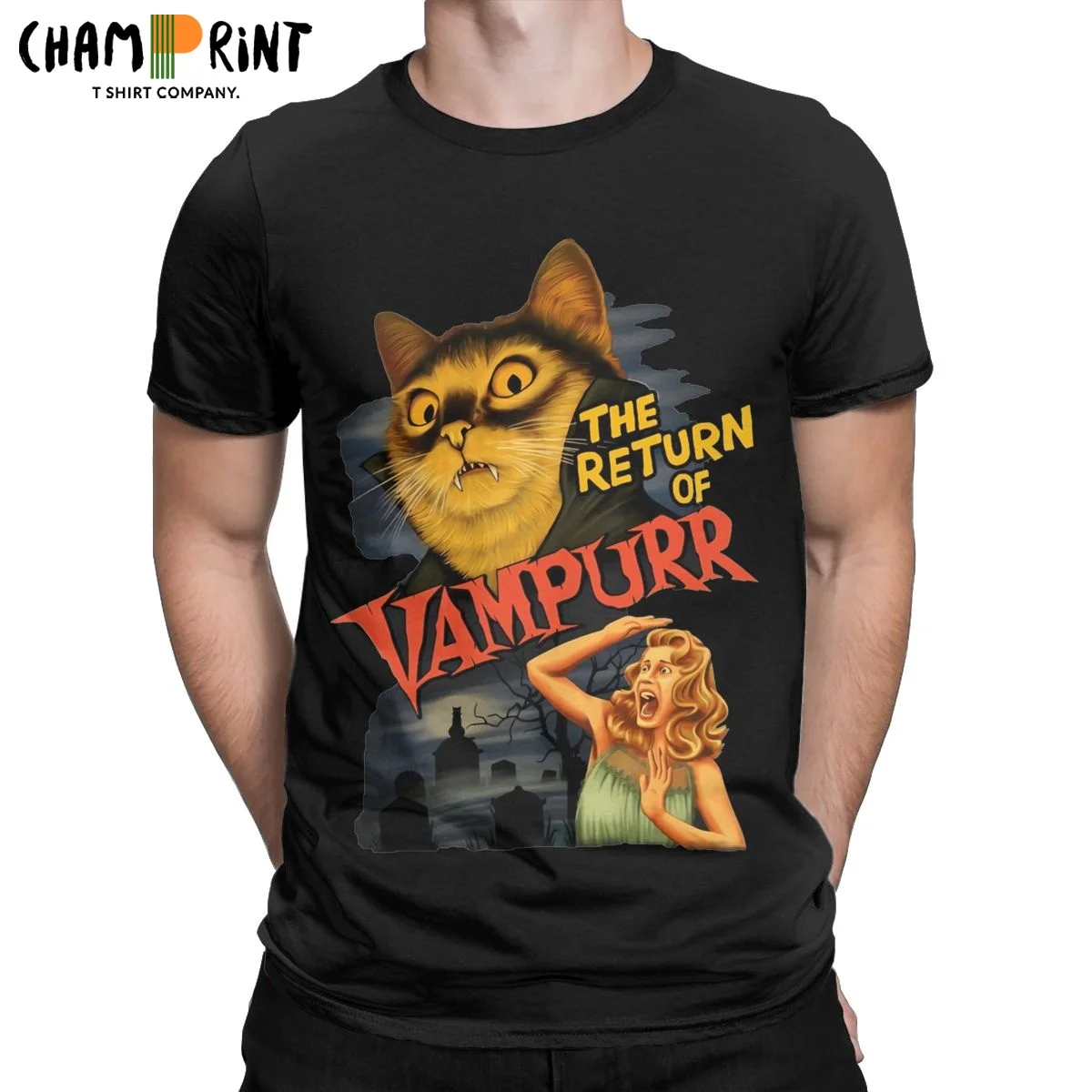 Футболка мужская с круглым вырезом, из чистого хлопка, с надписью «The Return Of Vampurr» 
Футболка мужская с круглым вырезом, из чистого хлопка, с надписью «The Return Of Vampurr»