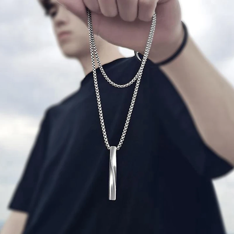 Fashion Men Rectangle Pendant Necklace Trendy Simple Chain Spiral Necklaces Hip Hop Jewelry Gift for Lovers
Fashion Men Rectangle Pendant Necklace Trendy Simple Chain Spiral Necklaces Hip Hop Jewelry Gift for Lovers