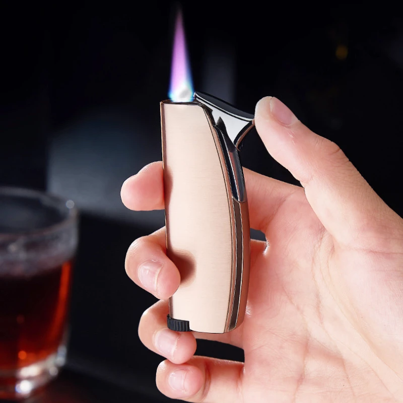 

Personality Butane Gas Fuel lighter Inflated Jet Pink flame Cigar Lighter Windproof Portable Pocket Lighters Funny Toys for Men