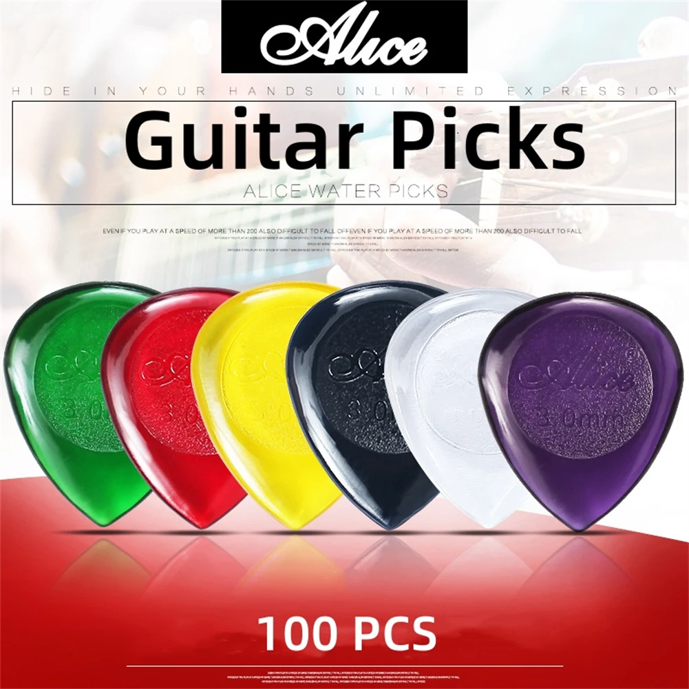 

100Pcs Alice Stubby Guitar Picks Plectrums Large Stubbies Big 1mm 2mm 3mm Guitar Pick Random Color Guitars Accessories Parts