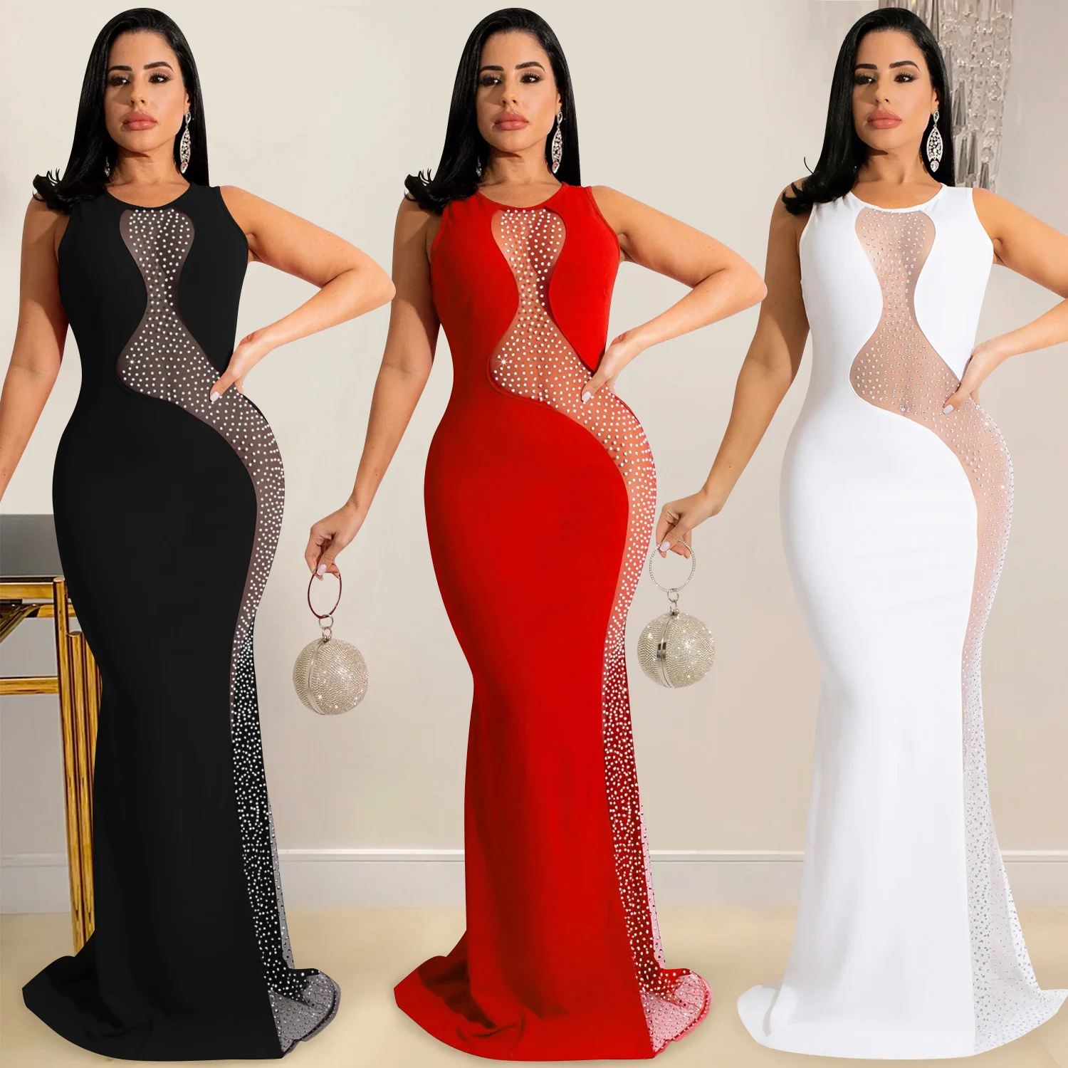 Zoctuo Sexy Sleeveless See Through Long Dresses Women Diamond Elegant Backless Evening Party Club Outfits Bodycon Maxi Dress
Zoctuo Sexy Sleeveless See Through Long Dresses Women Diamond Elegant Backless Evening Party Club Outfits Bodycon Maxi Dress