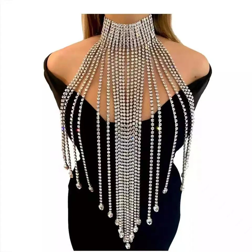 Luxury Sexy Full Rhinestone Body Chain Exaggerated Fashion Crystal Long Fringe Bra Necklace Ladies Beach Bikini Body Accessories
Luxury Sexy Full Rhinestone Body Chain Exaggerated Fashion Crystal Long Fringe Bra Necklace Ladies Beach Bikini Body Accessories
