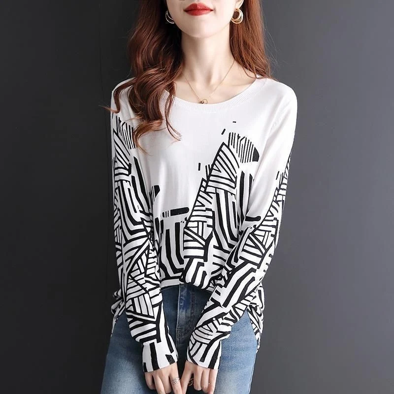 

Женская футболка с принтом зебры, Повседневная облегающая Базовая футболка с длинным рукавом и круглым вырезом, одежда в Корейском стиле для весны и осени