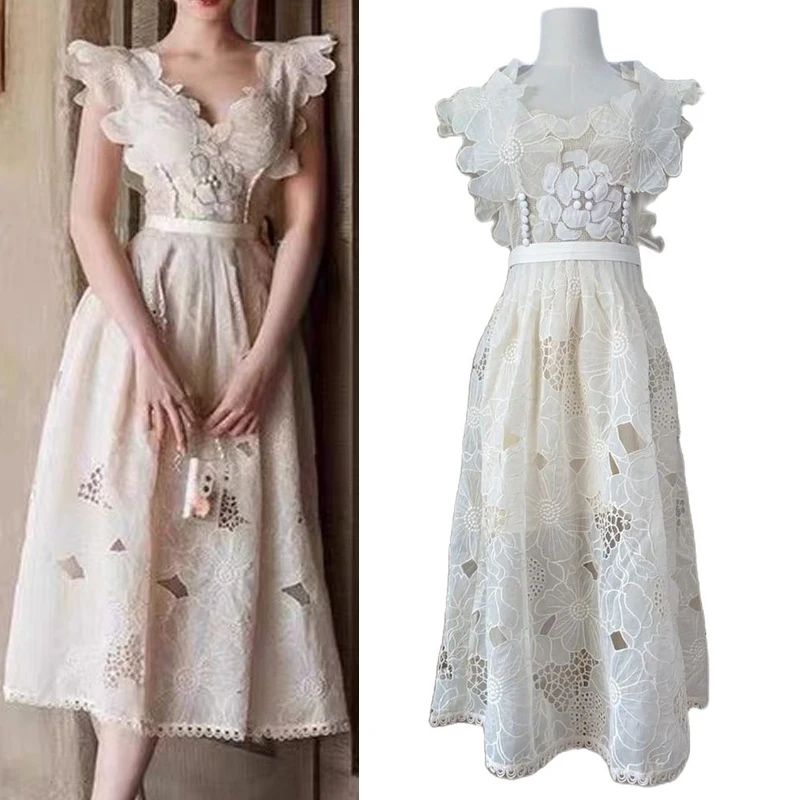 Summer Women Holiday Dress Petal Spaghetti Strap Sleeveless Side Buttons Slim Floral Sundress Solid 2022 New Runway Long Dresses
Summer Women Holiday Dress Petal Spaghetti Strap Sleeveless Side Buttons Slim Floral Sundress Solid 2022 New Runway Long Dresses