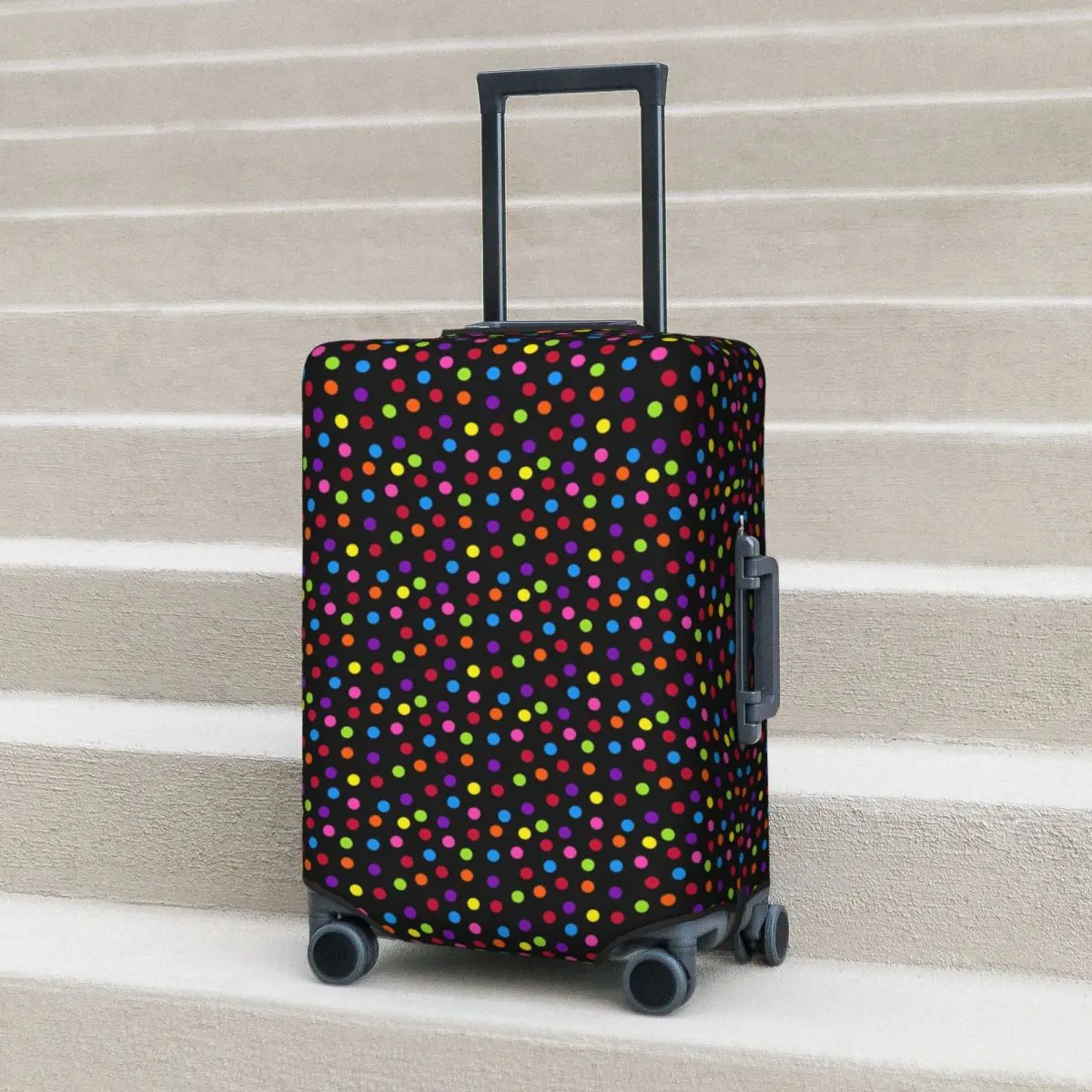 

Colorful Polka Dots Suitcase Cover Rainbow Dot Print Cruise Trip Flight Useful Luggage Accesories Protection