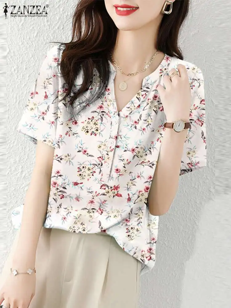 ZANZEA Korean Fashion Button Up Blusa Holiday Floral Print Summer V Neck Top Elegant Lady Shirt Women Casual Short Sleeve Blouse
ZANZEA Korean Fashion Button Up Blusa Holiday Floral Print Summer V Neck Top Elegant Lady Shirt Women Casual Short Sleeve Blouse