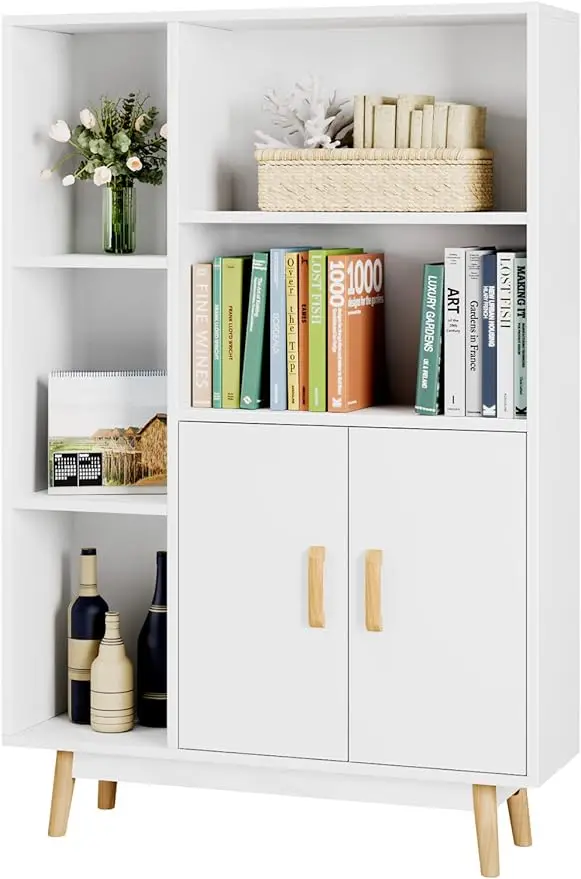 FOTOSOK Floor Storage Cabinet with 2 Shelves and 3 Cubes, Bookcase with Doors, Bookshelf Cabinet with Legs for Kitchen,
FOTOSOK Floor Storage Cabinet with 2 Shelves and 3 Cubes, Bookcase with Doors, Bookshelf Cabinet with Legs for Kitchen,
