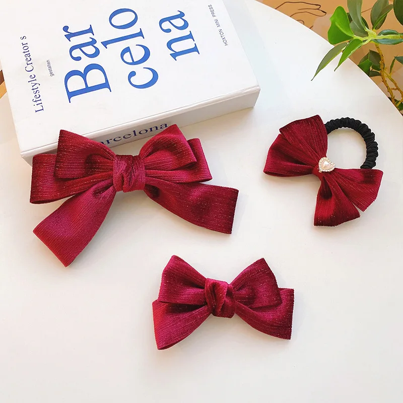 Velvet Hair Bows Hairpin Girl Love Hair Rope Female Side Clip Headdress Top Clip Headwear 3pcs Each Set
Velvet Hair Bows Hairpin Girl Love Hair Rope Female Side Clip Headdress Top Clip Headwear 3pcs Each Set