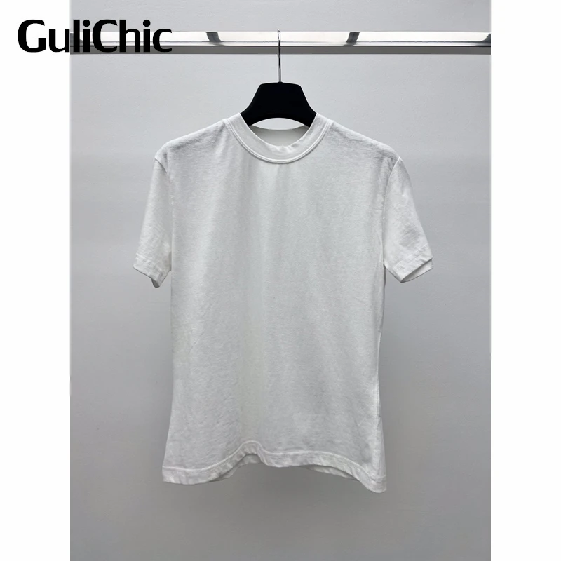 3,8 GuliChic белая женская футболка с круглым вырезом и коротким рукавом Однотонная Повседневная Удобная футболка 
3,8 GuliChic белая женская футболка с круглым вырезом и коротким рукавом Однотонная Повседневная Удобная футболка