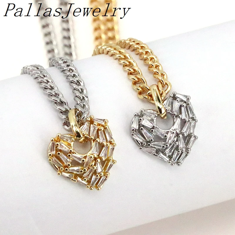 5Pcs New Hip-Hop micro pave cz zirconic heart charms necklace European Cuban clavicle chain Necklace Men and Women 
5Pcs New Hip-Hop micro pave cz zirconic heart charms necklace European Cuban clavicle chain Necklace Men and Women