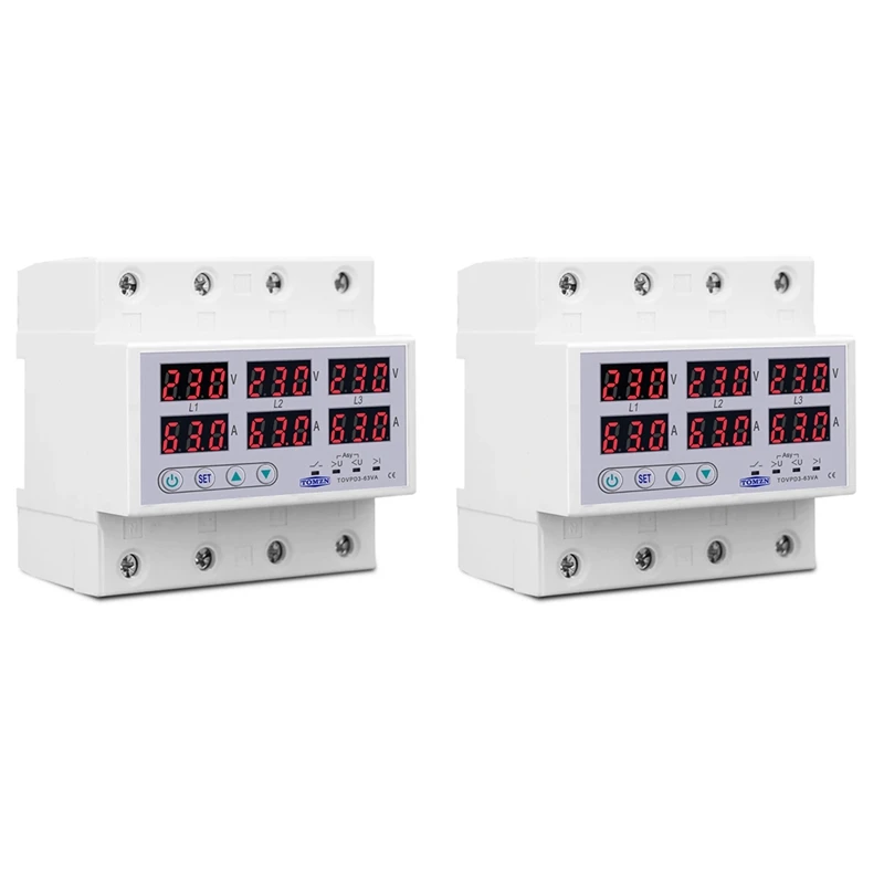 2X Din Rail 3 Phase Voltage Relay 380V Voltmeter Ammeter Over And Under Voltage Monitor Relays Protector Current 63A
2X Din Rail 3 Phase Voltage Relay 380V Voltmeter Ammeter Over And Under Voltage Monitor Relays Protector Current 63A