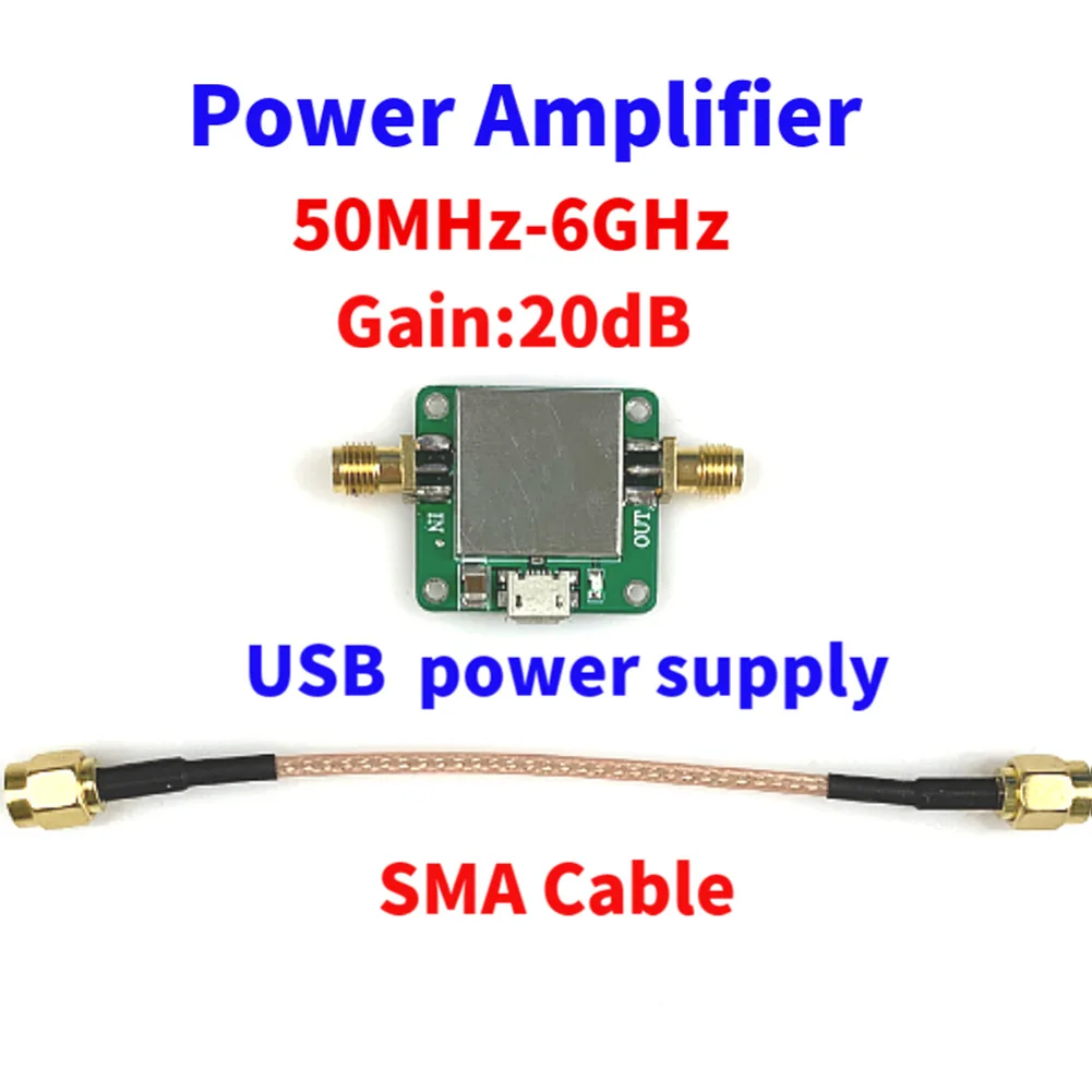 50M-6GHz Low Noise RF Amplifier Board Ultra Wideband Gain 20dB Micro USB Power Supply For FM Radio Remote Control Receivers
50M-6GHz Low Noise RF Amplifier Board Ultra Wideband Gain 20dB Micro USB Power Supply For FM Radio Remote Control Receivers