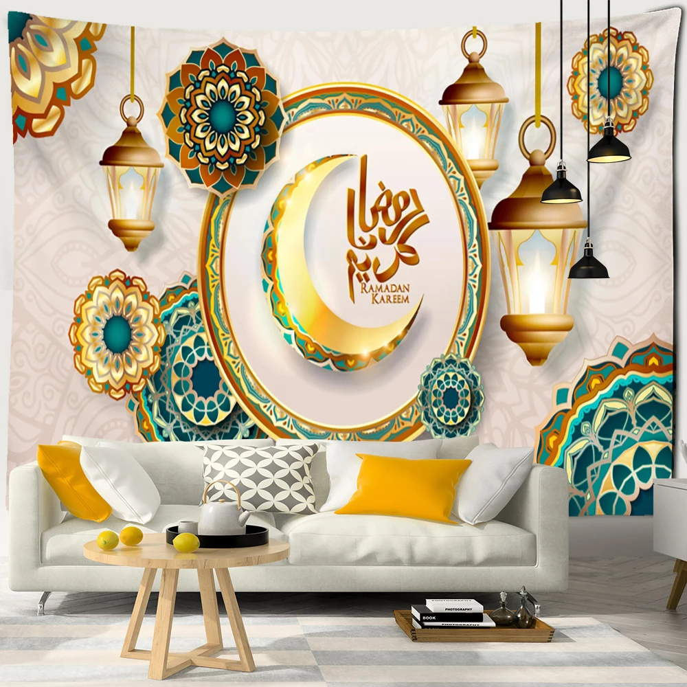 

Wall Hanging Muslim Festival Party Boho Style Witchcraft Psychedelic Hippie Home Decoration Islamic Ramadan Lantern Tapestry