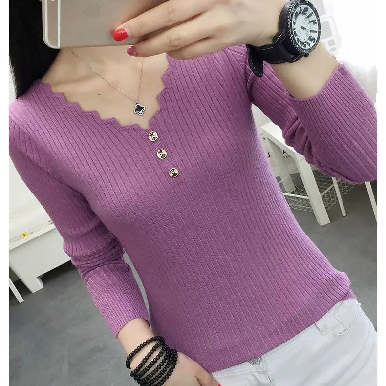 Purple Girl OL Button Vest Pullover Low V Collar Sweater Women's T-shirt Sweaters Women Girl Pull Slim Top Cloth Shirt Clothes
Purple Girl OL Button Vest Pullover Low V Collar Sweater Women's T-shirt Sweaters Women Girl Pull Slim Top Cloth Shirt Clothes
