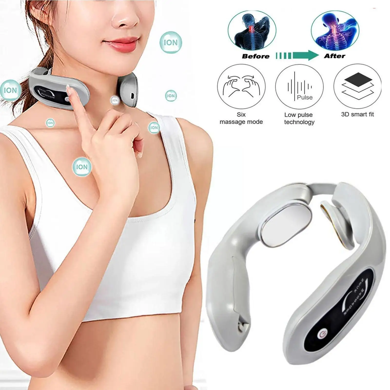 Smart Electric Neck Massager Shoulder Body Massager Pain Low Therapy Tool Care Pulse Health Relief Magnetic Frequency E0S8
Smart Electric Neck Massager Shoulder Body Massager Pain Low Therapy Tool Care Pulse Health Relief Magnetic Frequency E0S8