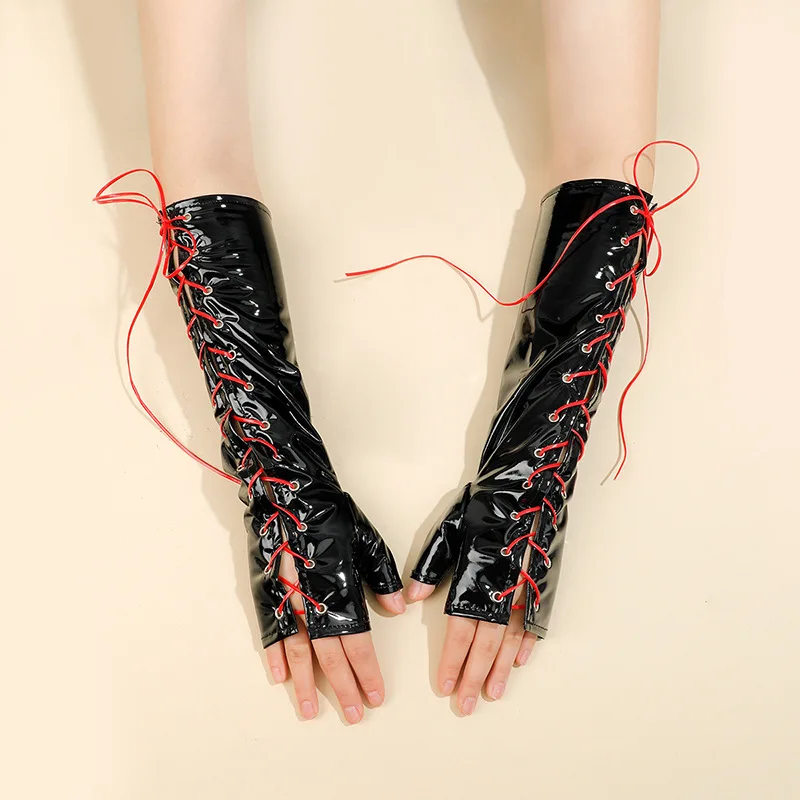 1 Pairs Faux Leather Lacing Adjust Gloves Wet Look Elbow Length Clubwear Cosplay Costumes Mittens Half-finger Strapped Gloves
1 Pairs Faux Leather Lacing Adjust Gloves Wet Look Elbow Length Clubwear Cosplay Costumes Mittens Half-finger Strapped Gloves